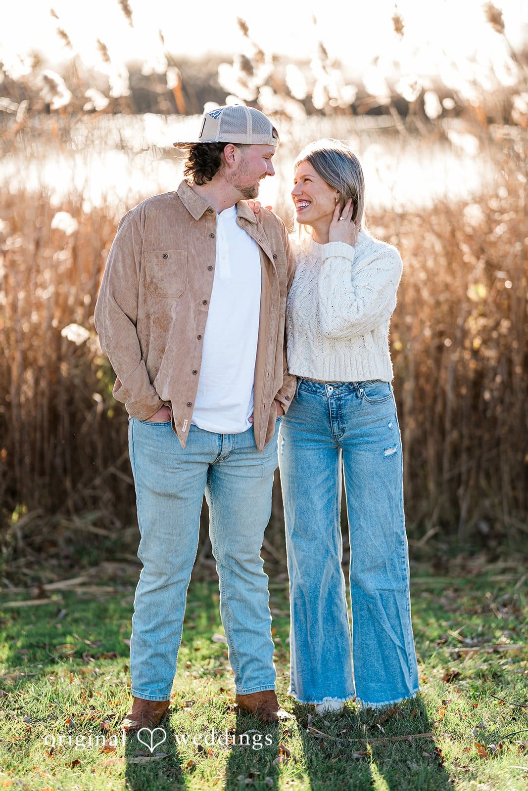 A romantic portrait of the couple at Crosswind Marshes that shows their deep connection