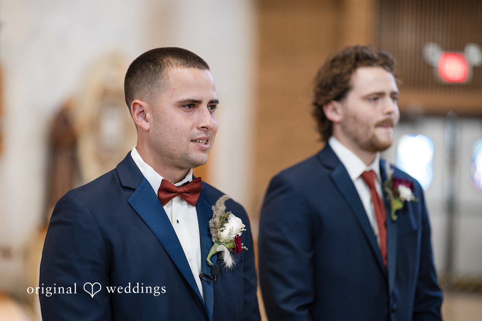 The groom in anticipation of the bride at the wedding ceremony
