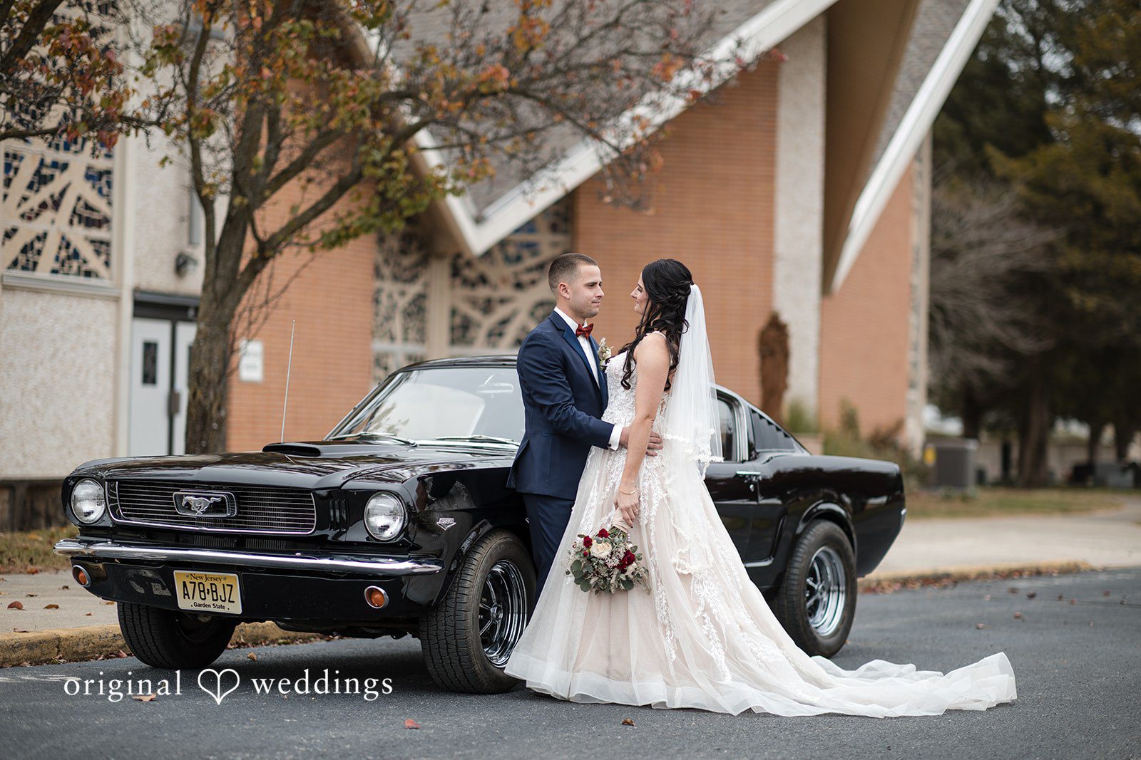 A romantic portrait of the couple at Eastlyn Golf Course