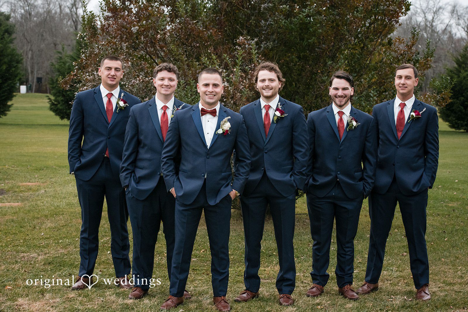 A stunning portrait of the groom with his groomsmen at Eastlyn Golf Course