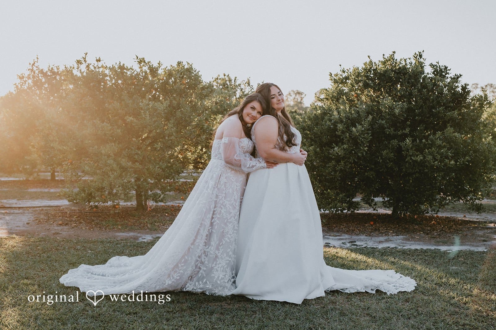 A romantic portrait of the couple at Ever After Farms Citrus outdoors