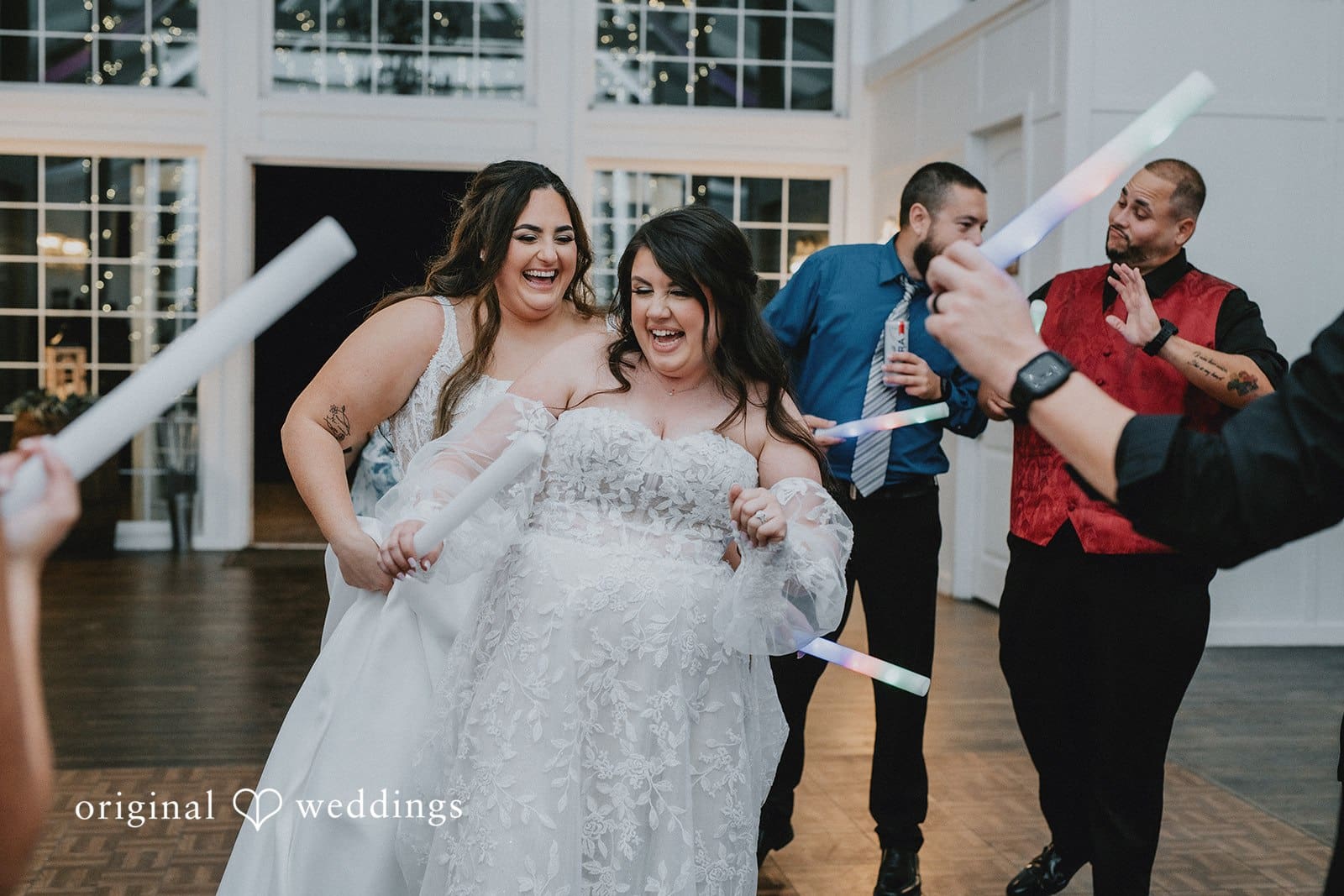 The couple all joyful after their wedding reception