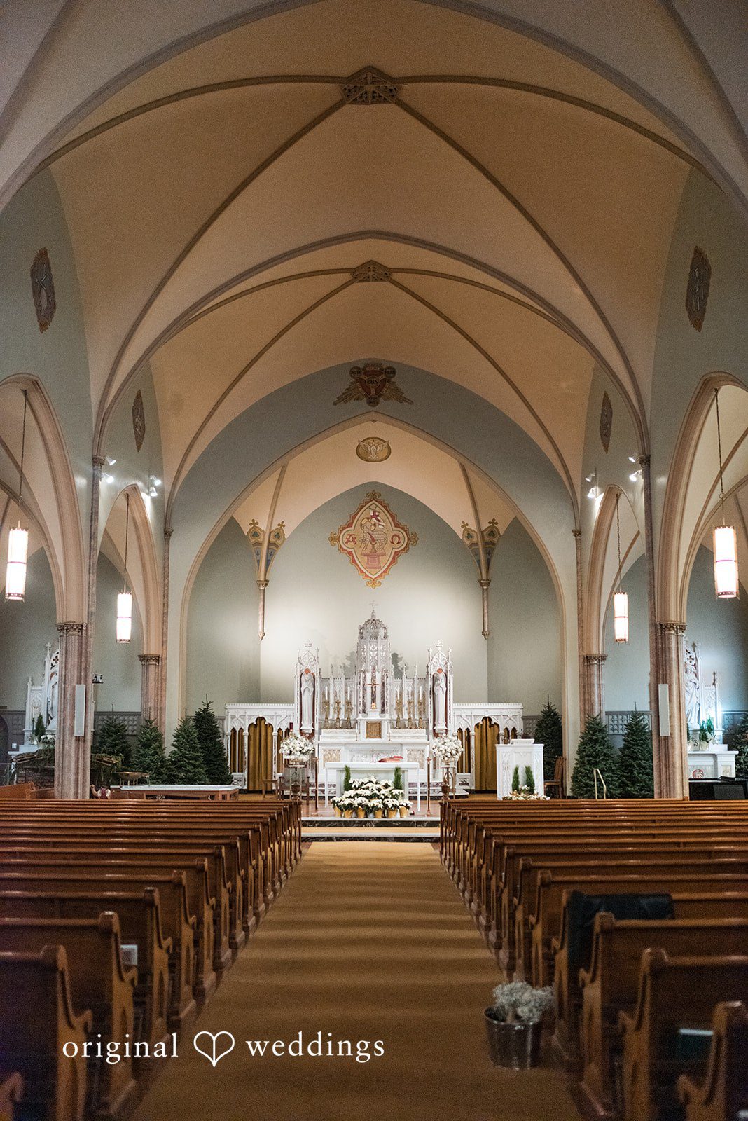 Kristi + Andrew Elegant church ceremony setup at Foss Waterway Seaport captured by Seattle wedding photographer from Original Weddings