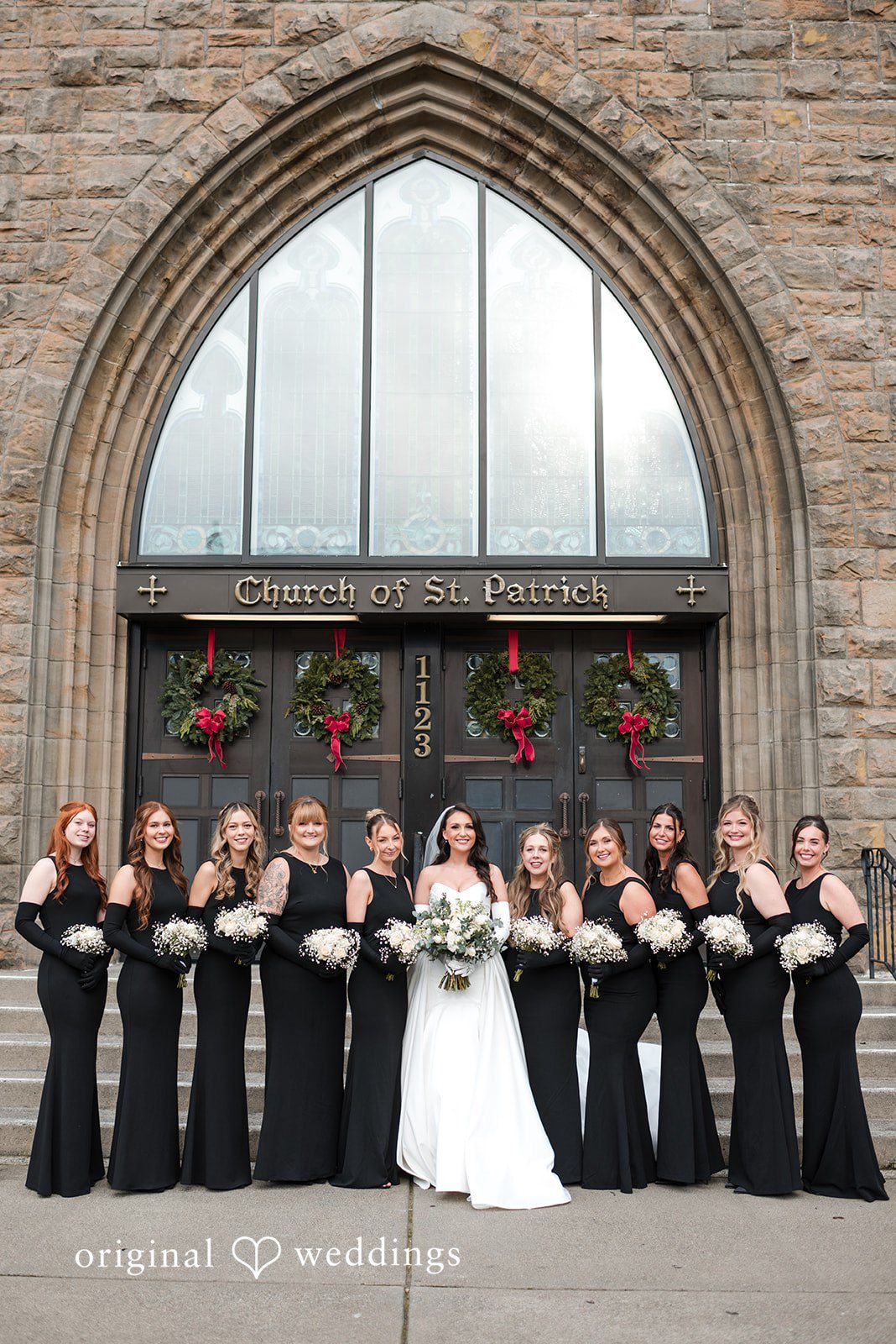 Kristi + Andrew Elegant bridesmaids group picture