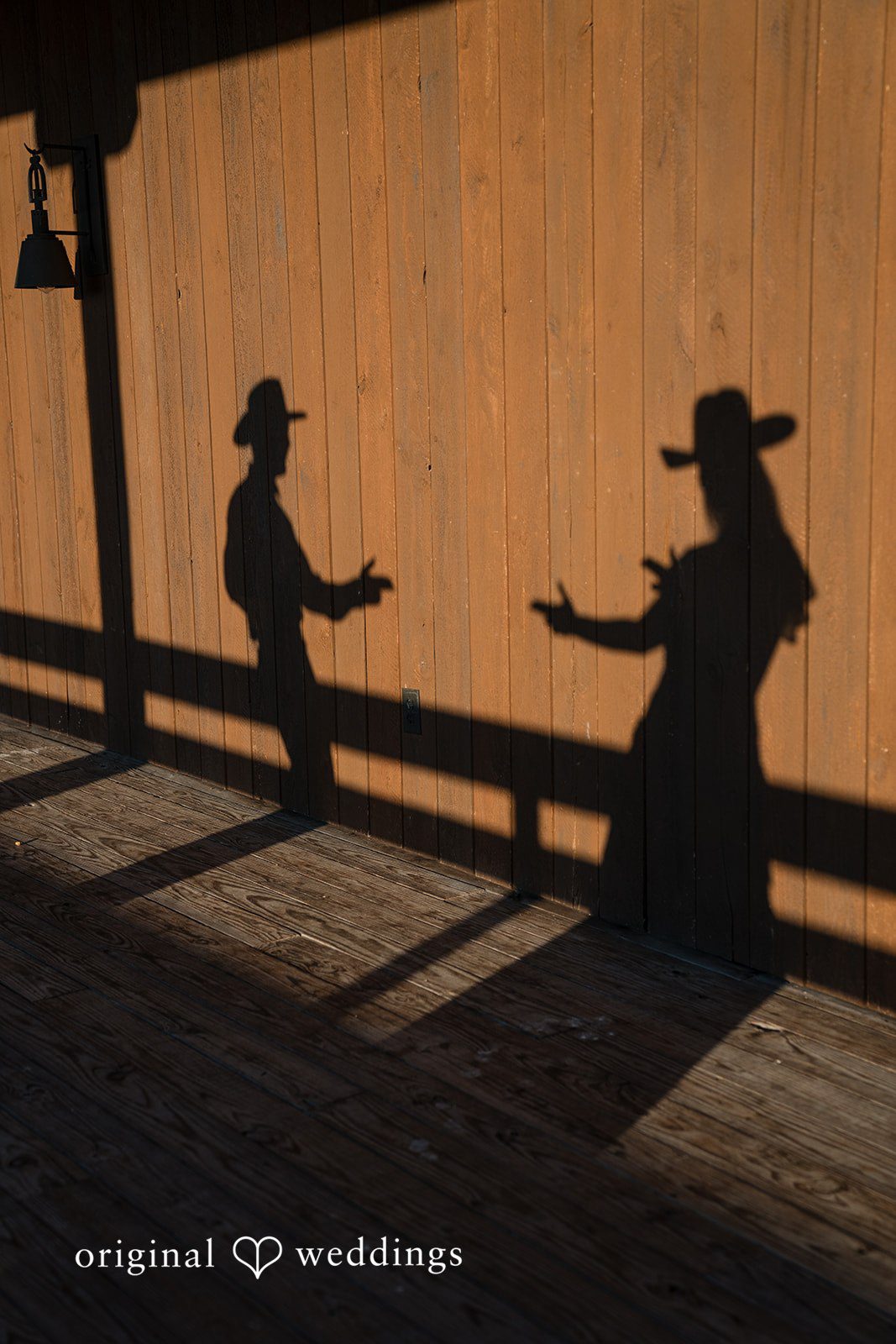 Their shadows dance together, reflecting a playful and artistic love.