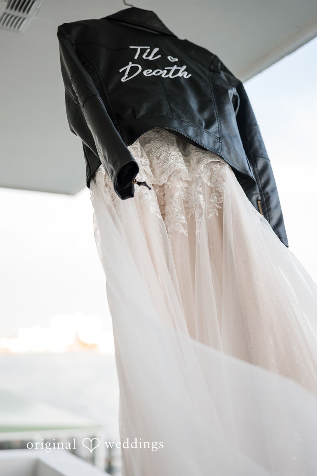 Charming portrait of bridal dress by Miami wedding photographer from original weddings at Iglesia Ni Cristot