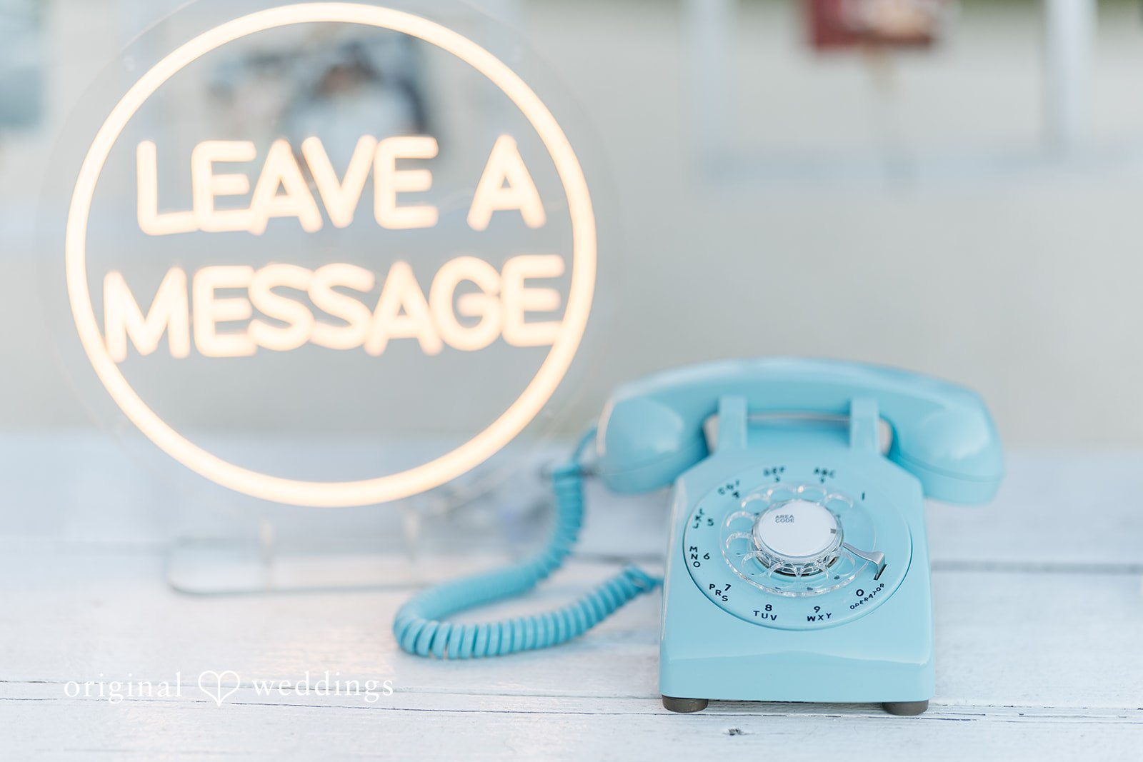 Close-up of telephone for wedding setup at Lovely Barn