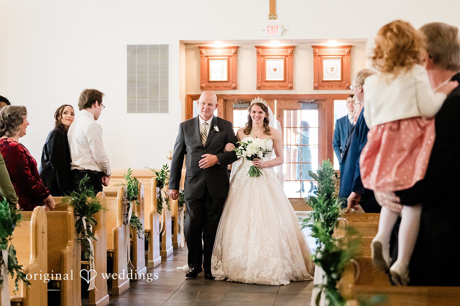 Celine + Cassin Bride walking down the aisle.