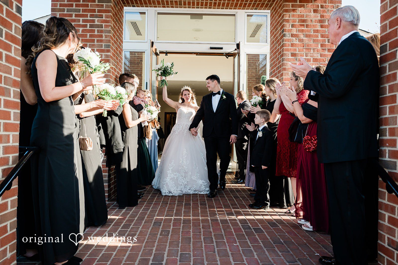 Celine + Cassin Newly married couple celebrating after ceremony.