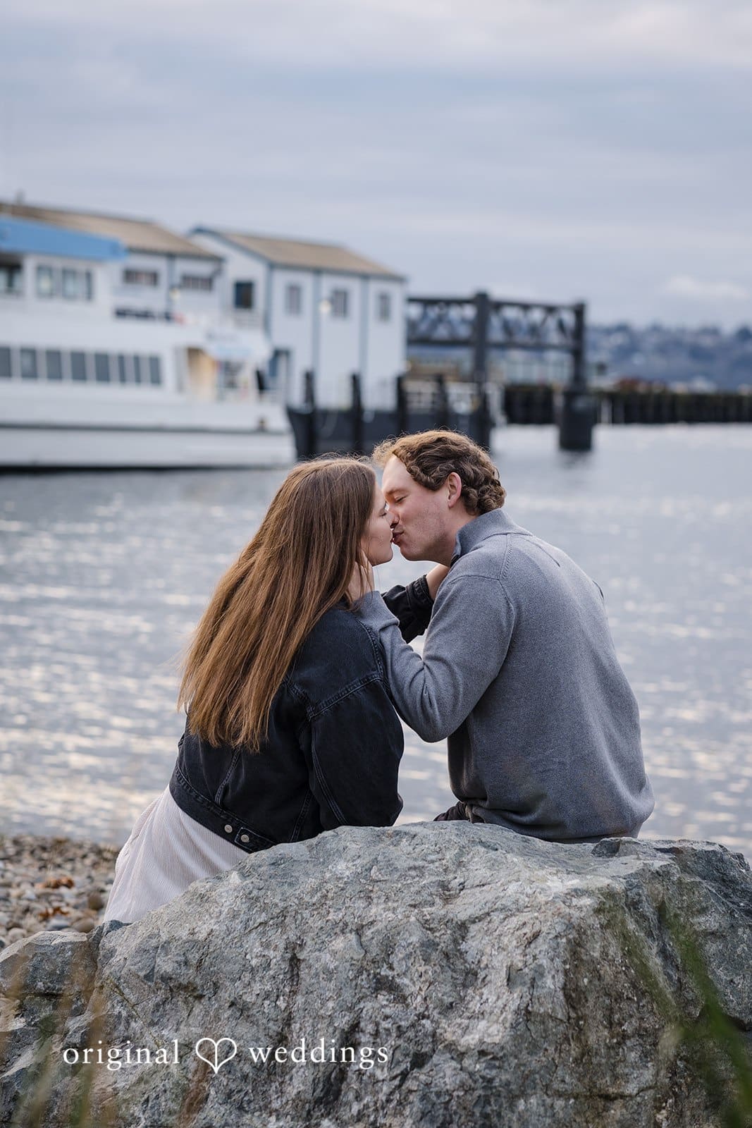 Hailey + William The couple shares a kiss at the waterfront