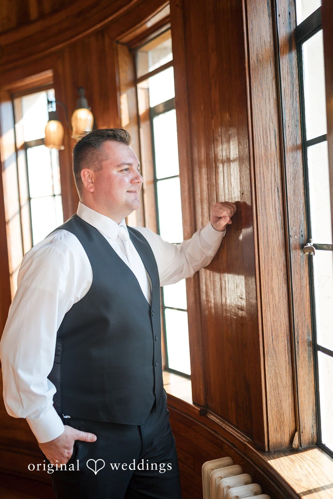 Nicole + Hunter Stylish groom portrait before wedding ceremony