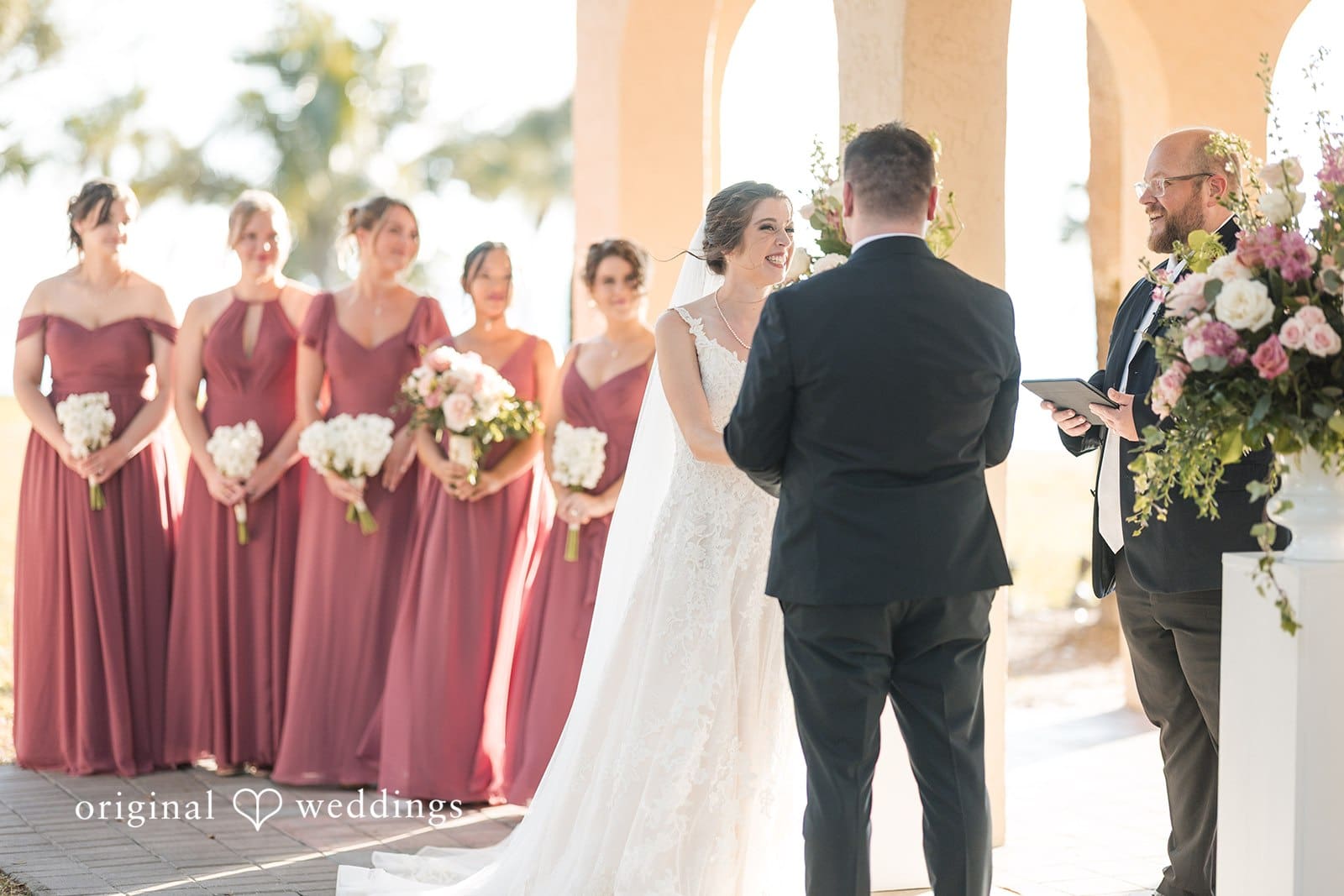 Nicole + Hunter Bride smiling during wedding ceremony