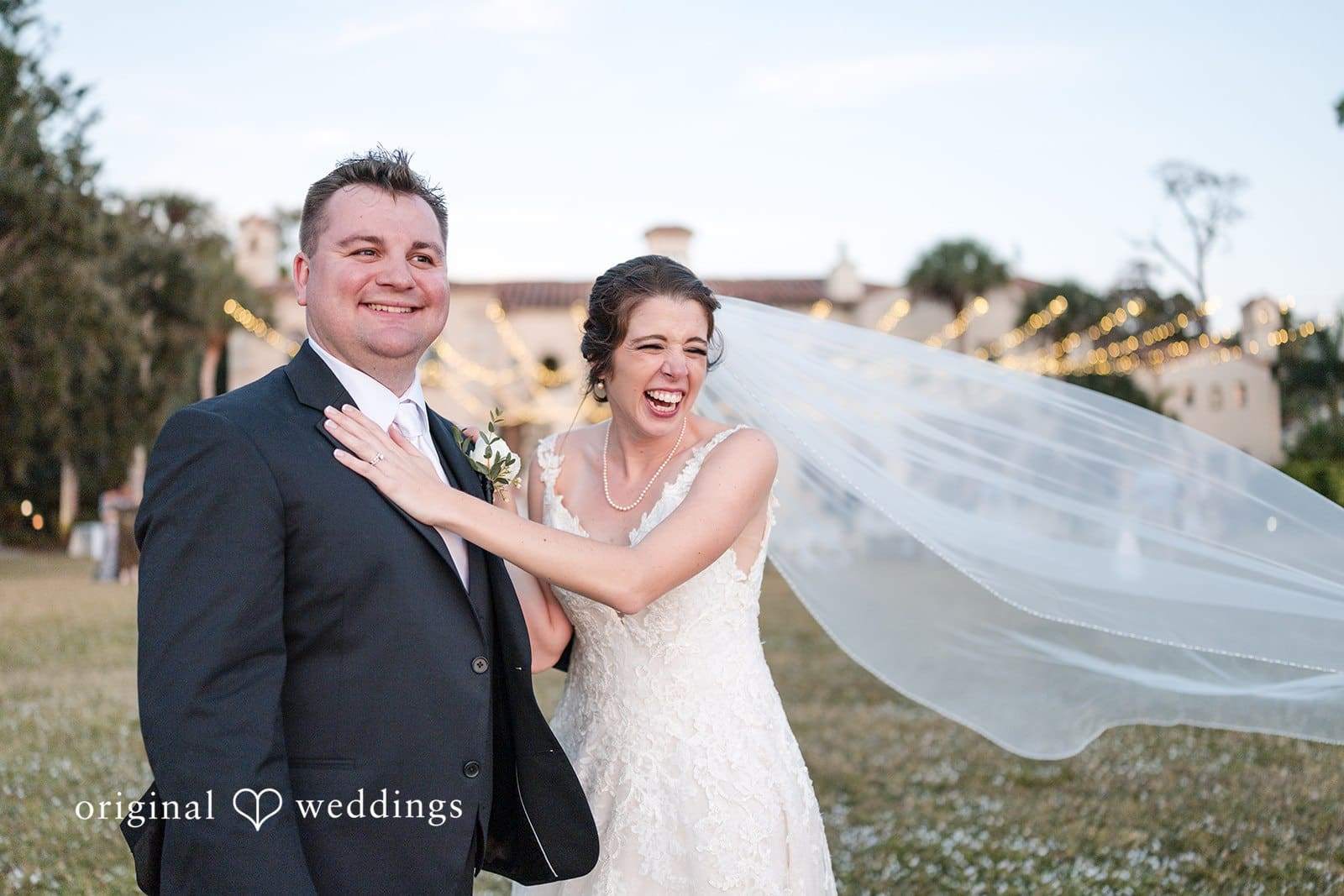 Nicole + Hunter Couple posing for wedding photos at Powel Crosley Estate