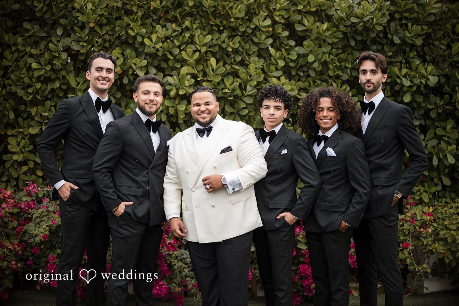 A stunning portrait of the groom with his groomsmen