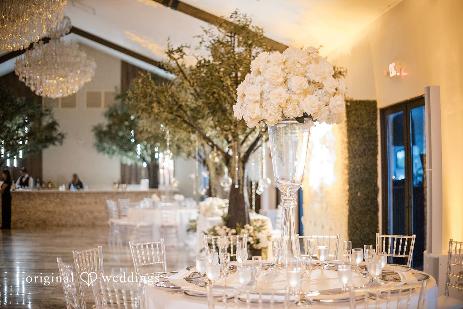 A decorated wedding table at Prestige Estate wedding reception