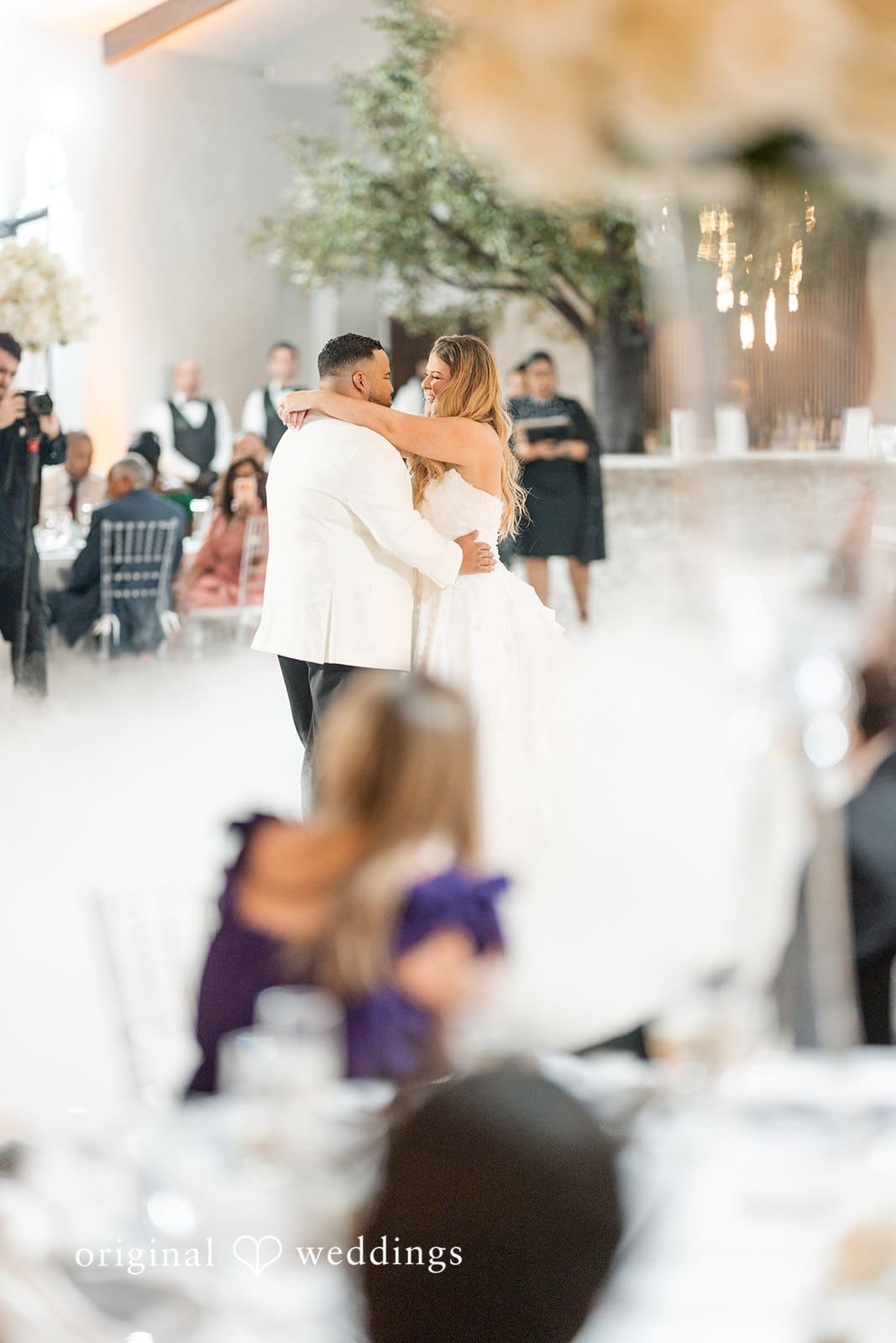 The couple having their first dance at their wedding reception