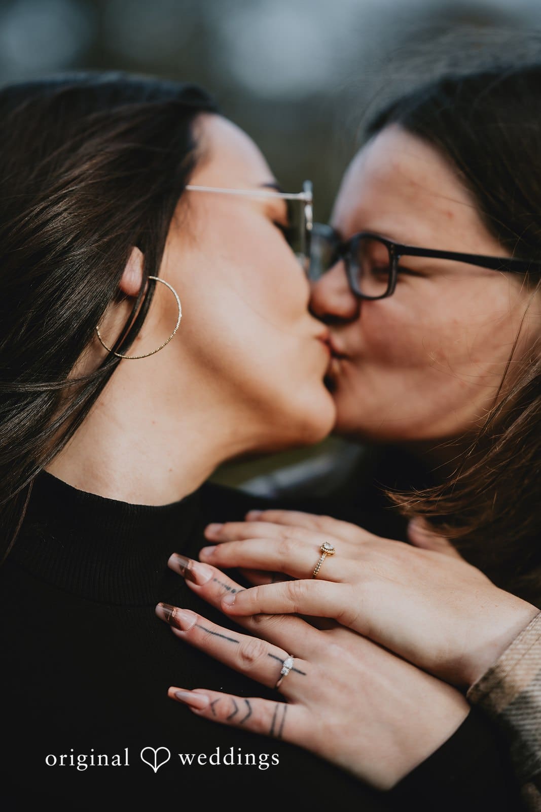 Molly + Alexis Our New York wedding photographer took a romantic portrait of the couple at Prospect Park