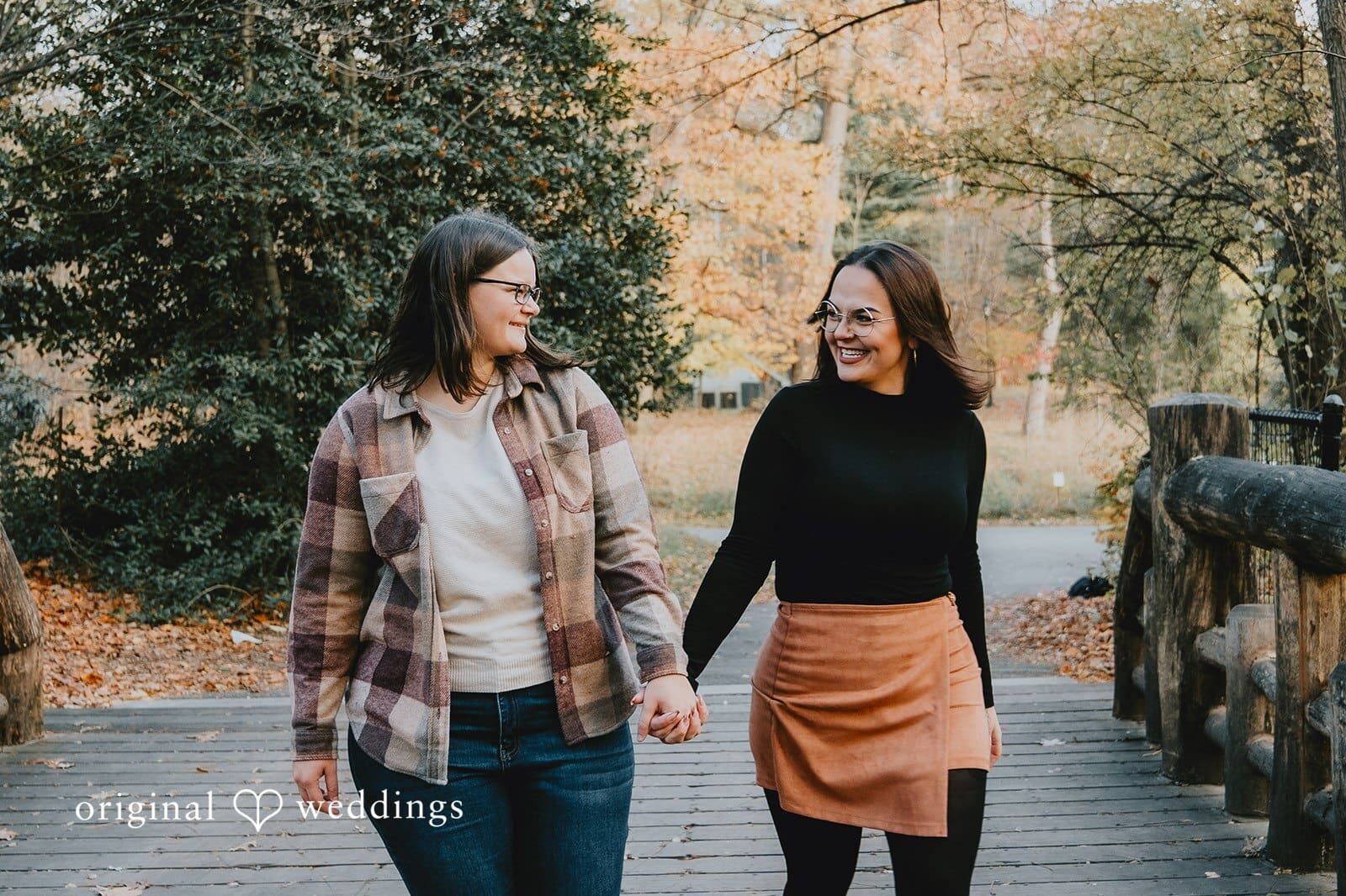 Our New York wedding photographer at Original Weddings took a close shot of the couple taking a walk at Prospect Park