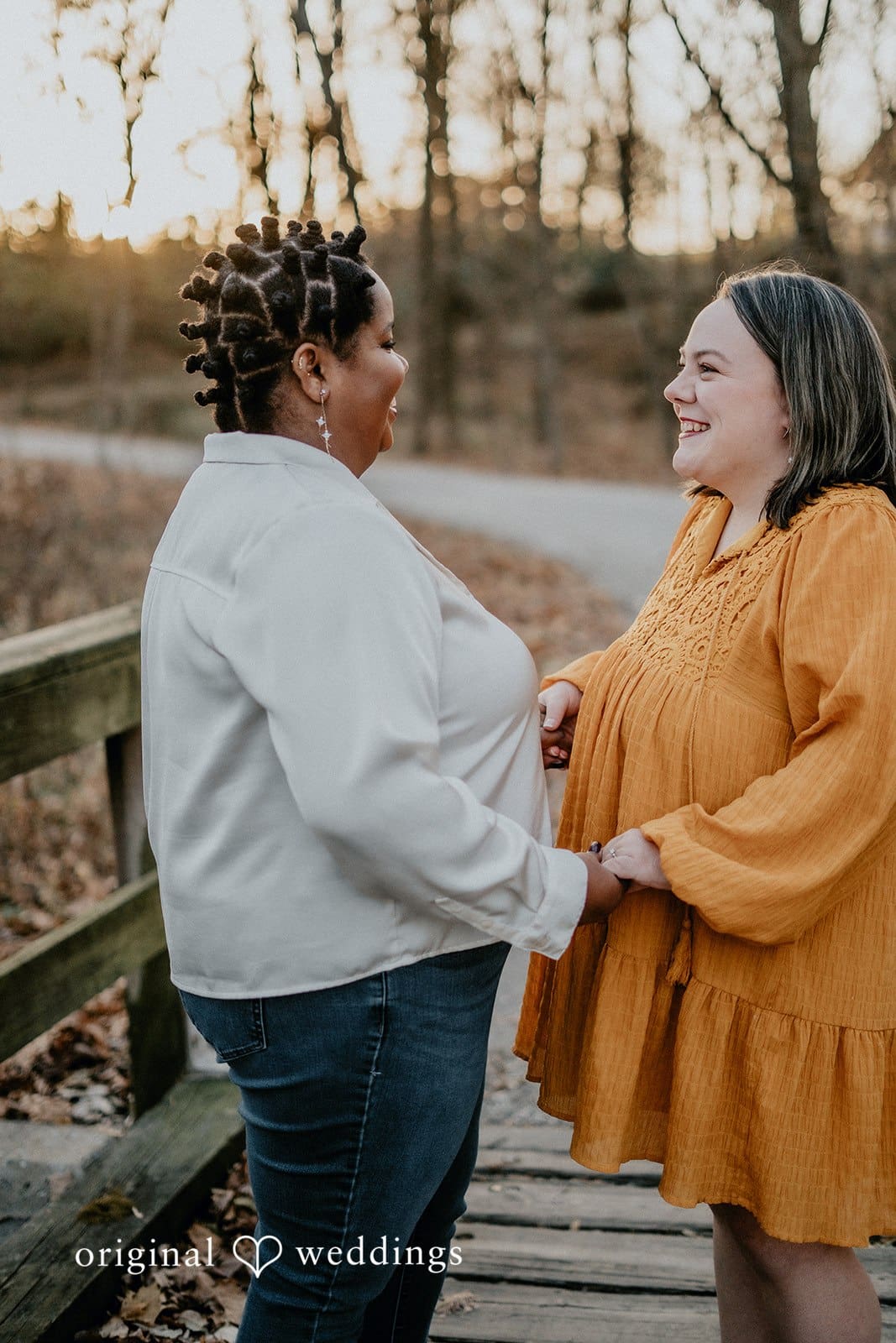 A portrait of the couple having a good time at Queeny Park