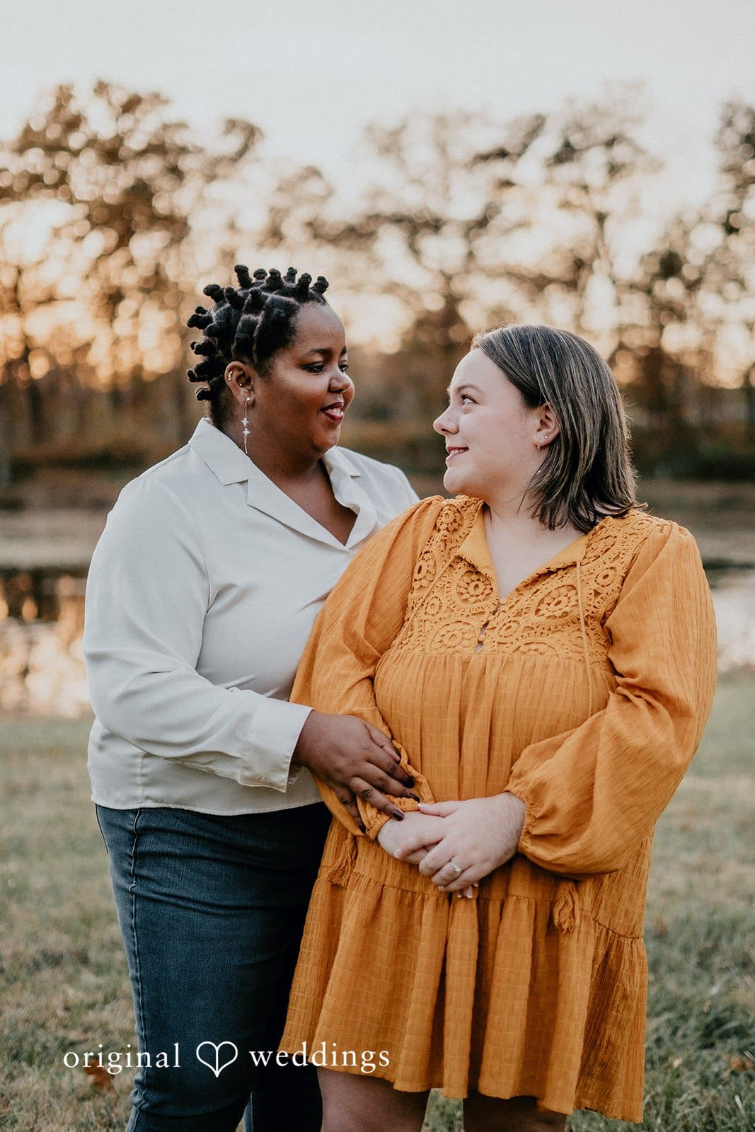 A romantic portrait of the couple at Queeny Park