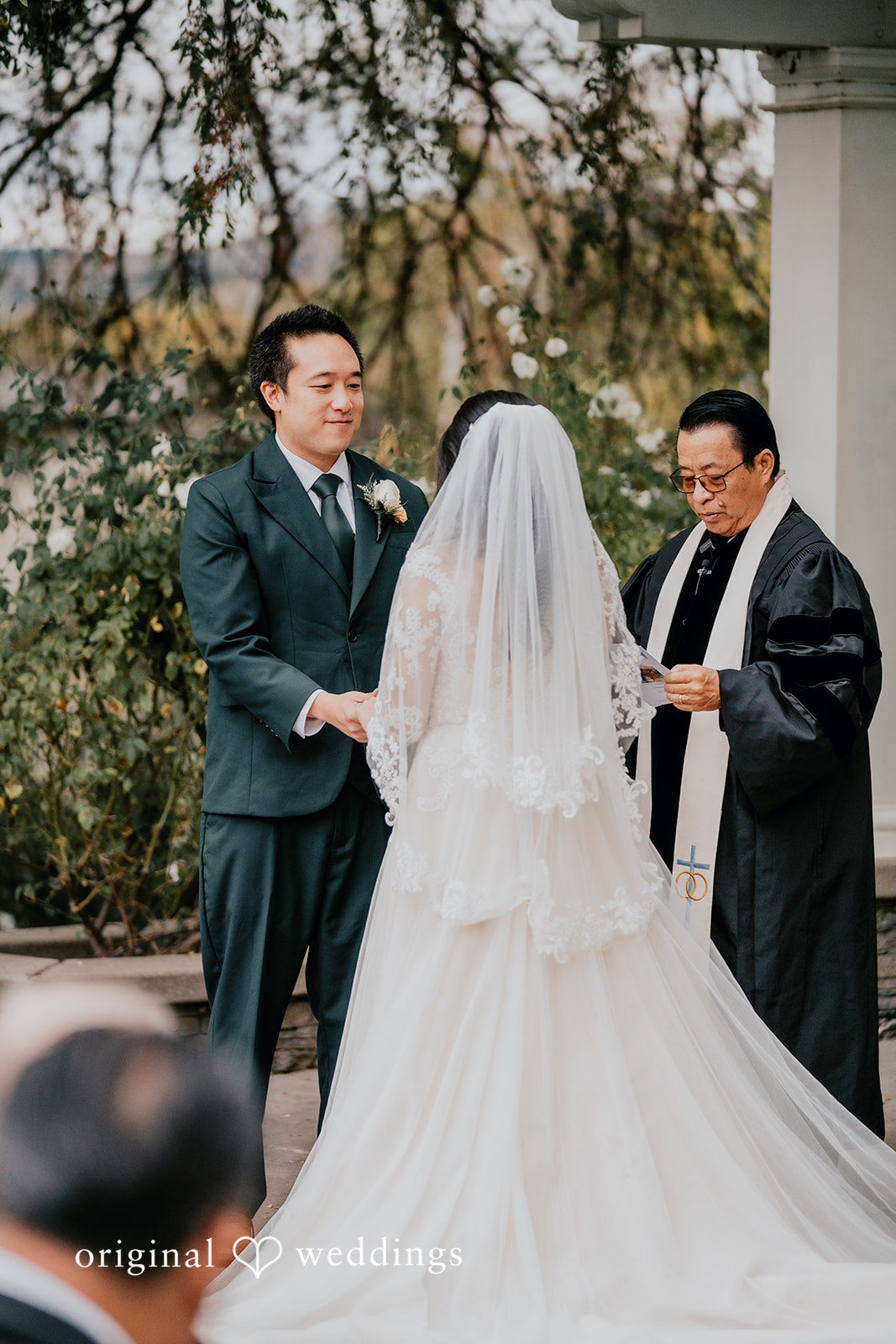 The bride and groom about to exchange marital vows