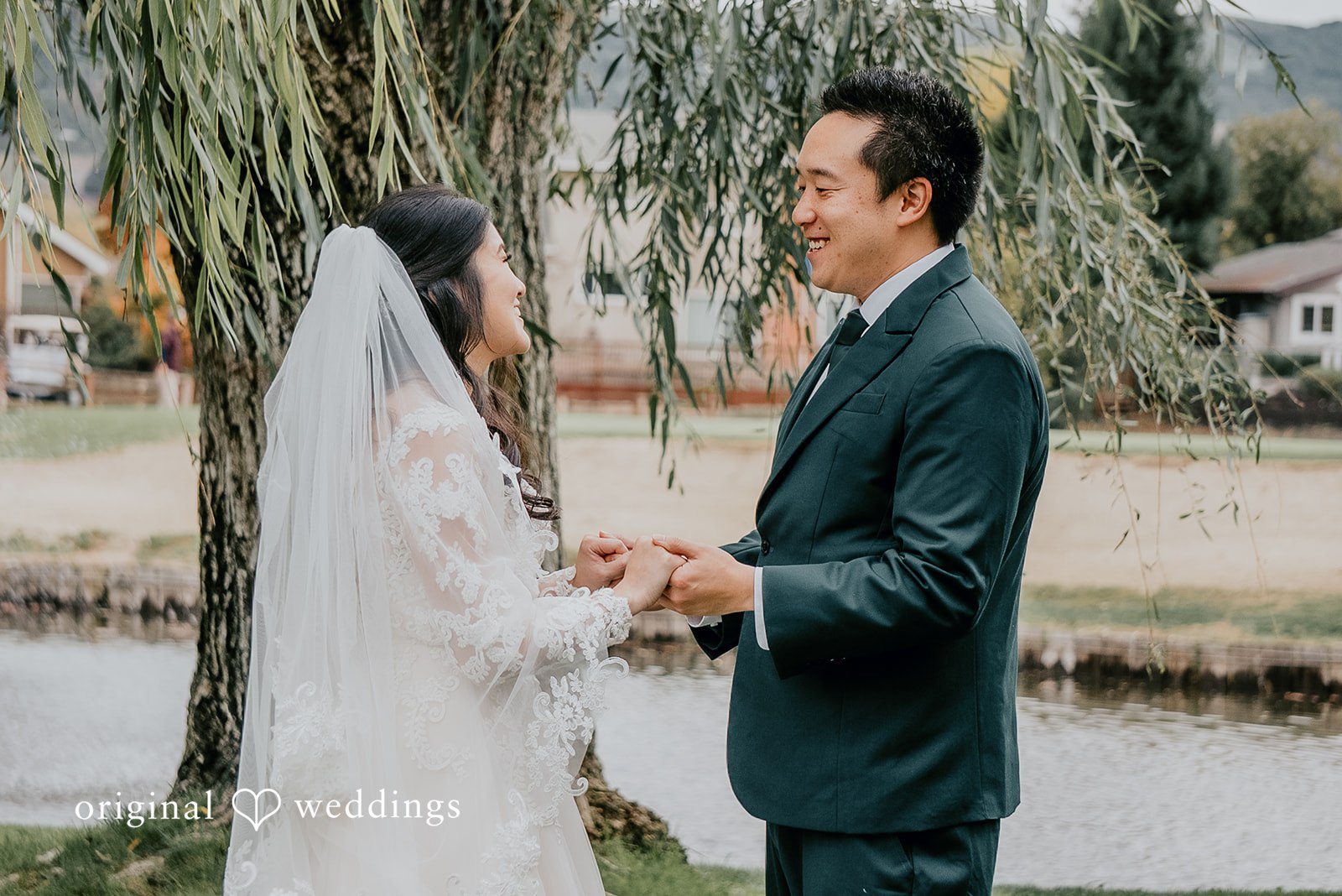A heartfelt portrait of the bride and groom before the wedding ceremony