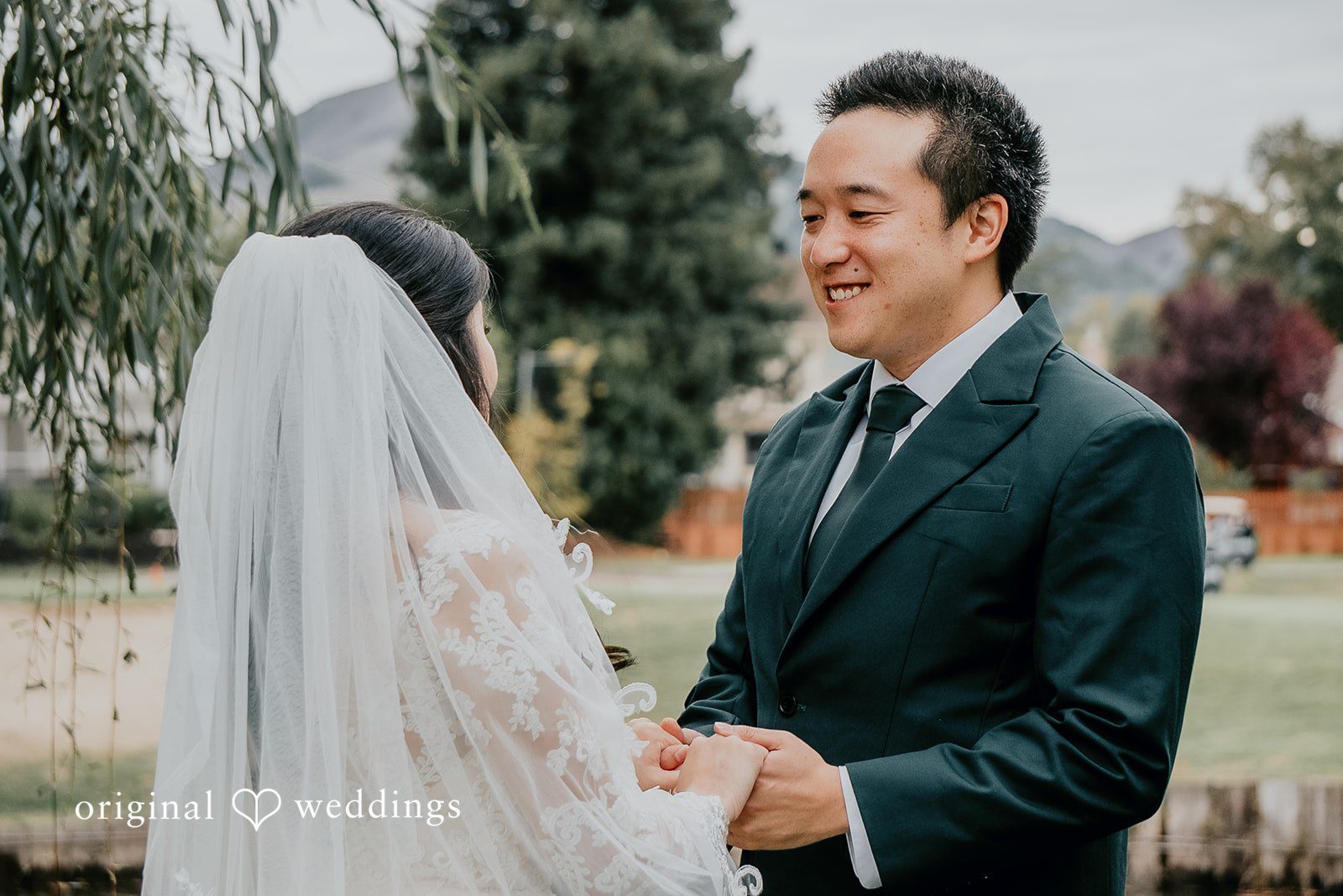 A heartfelt portrait of the bride and groom at San Ramon Waters