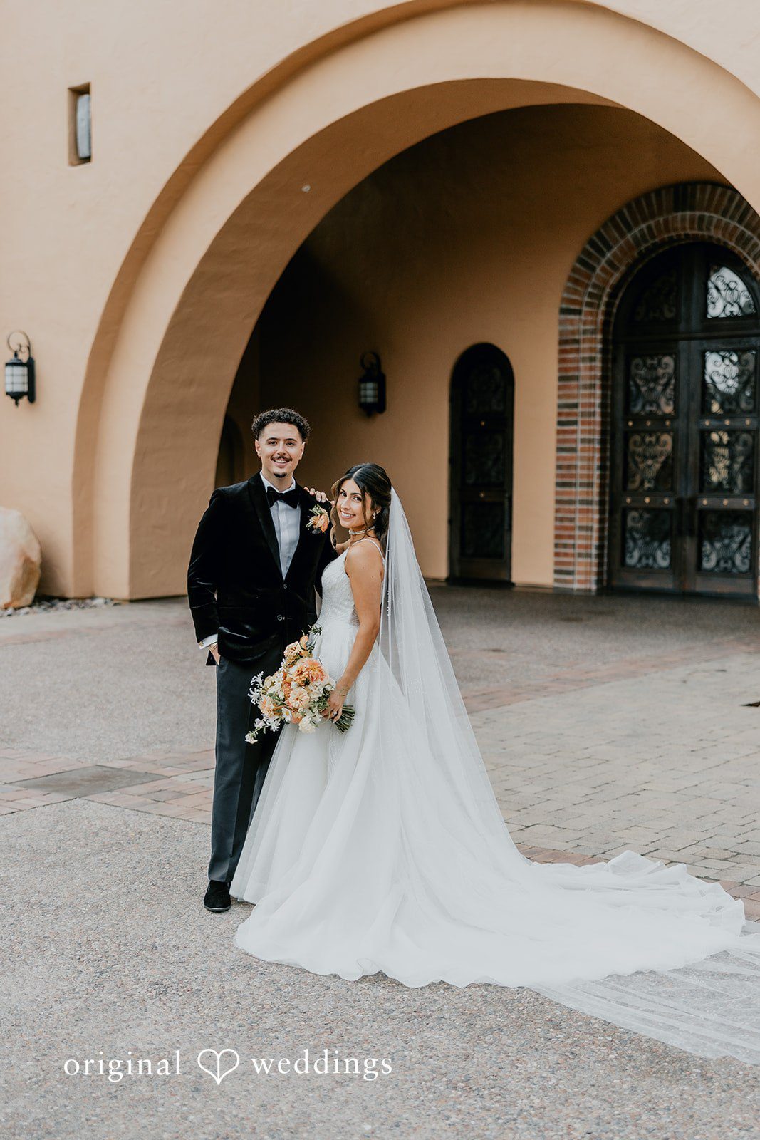 Jakob + Flowreen A beautiful portrait of the couple at St Gabriel Catholic Church