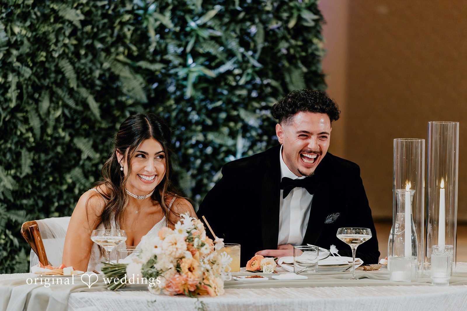 Jakob + Flowreen A happy portrait of the couple at the reception hall