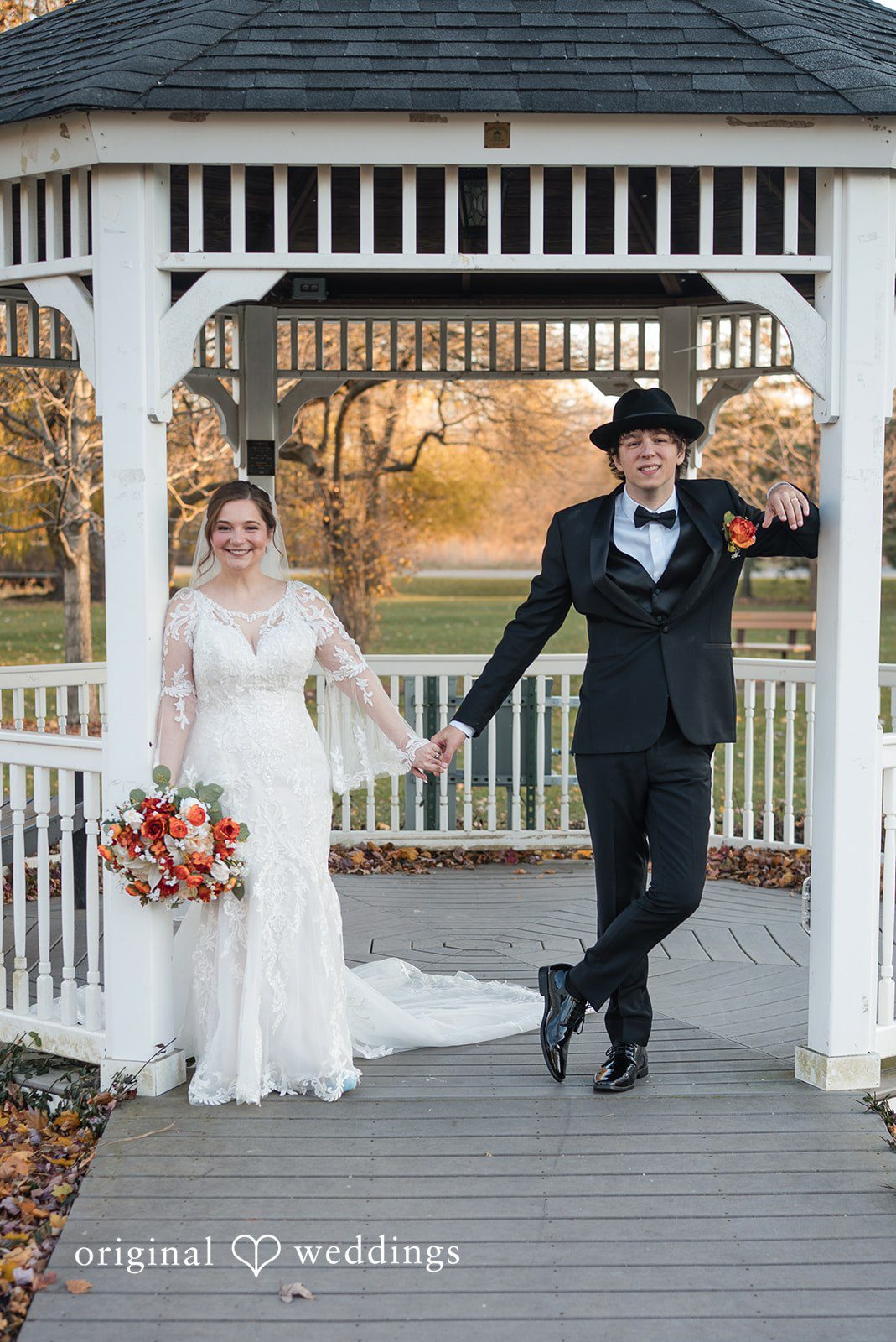 A stunning portrait of the couple after their wedding ceremony