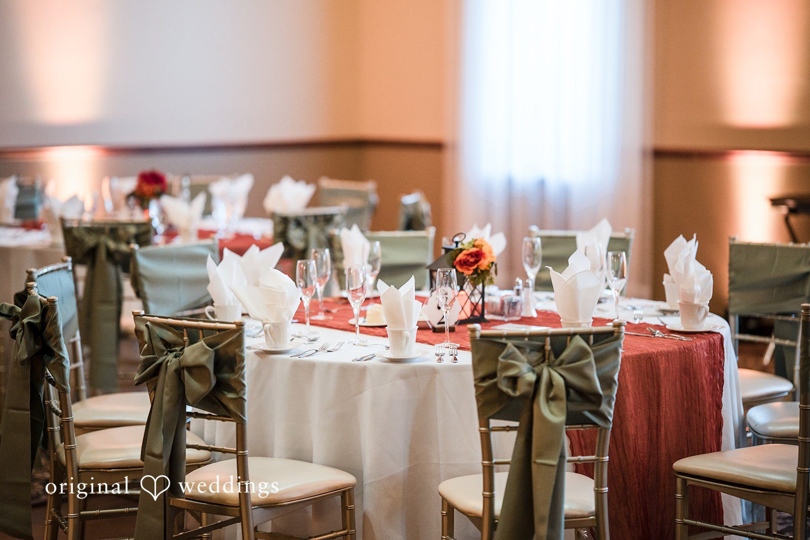 Decorated tables at the wedding reception