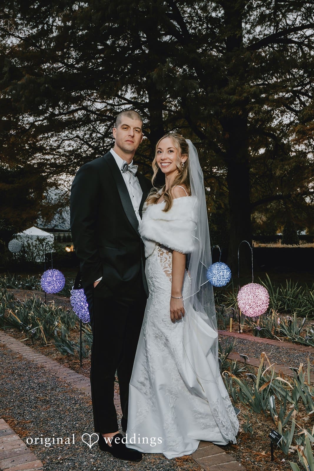 A portrait of the bride and groom exposing the beauty of nature at St. Louis Botanical Gardens