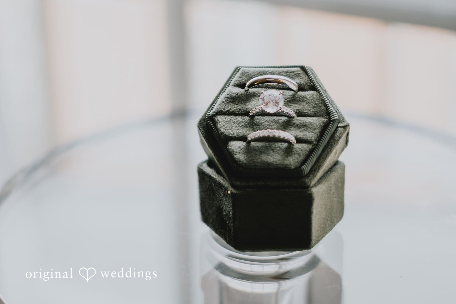 A detail of the wedding rings