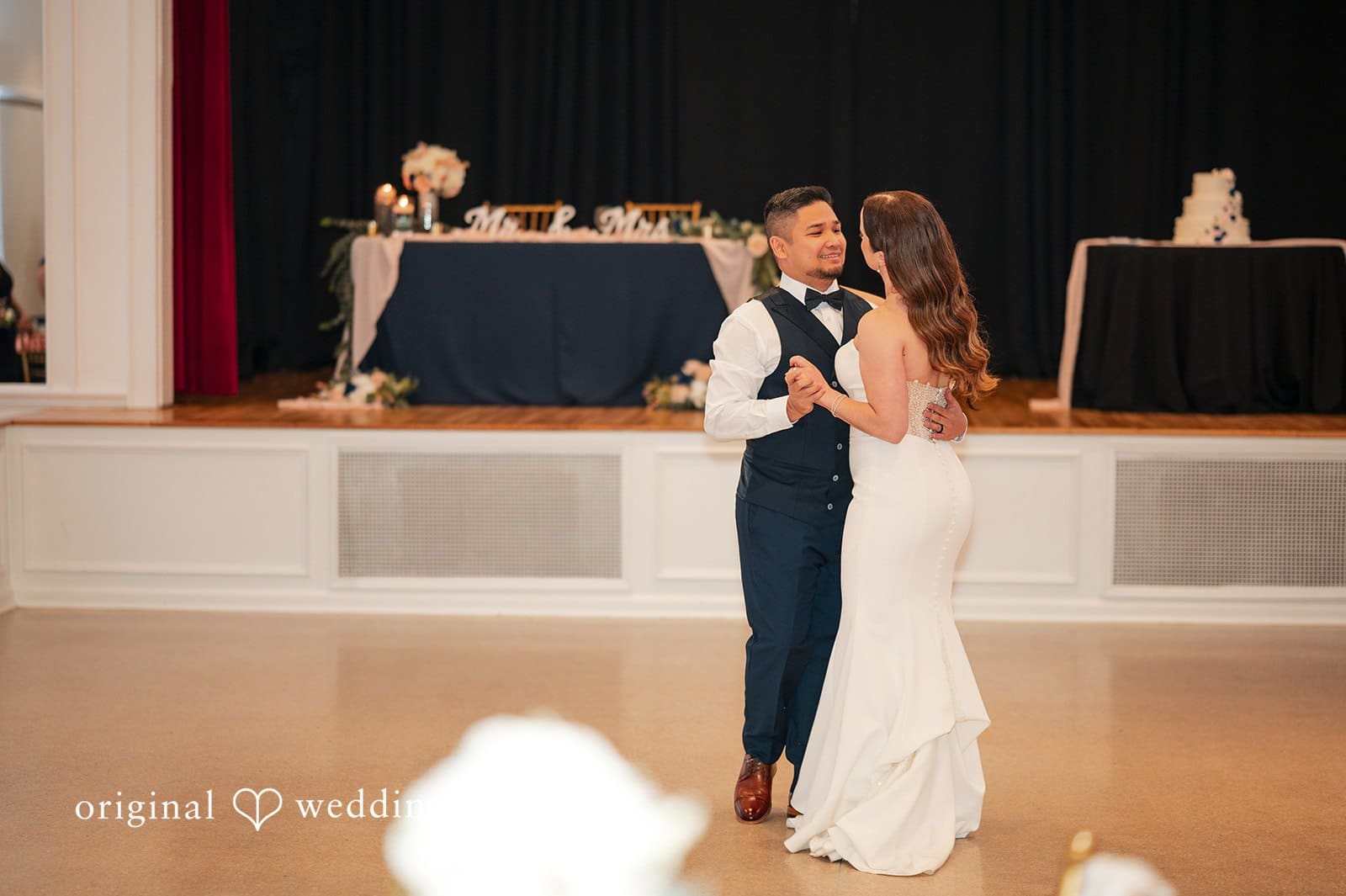 Bride and groom sharing their first dance during the reception at Tampa Garden Club