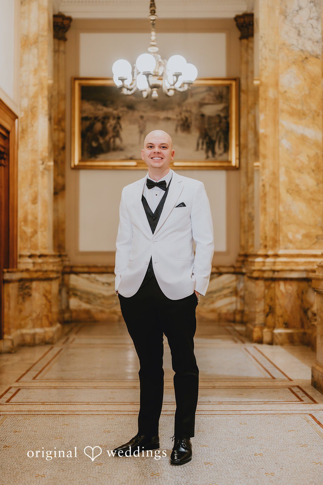 Our Milwaukee wedding photographers captured a stunning portrait of the groom before the wedding reception