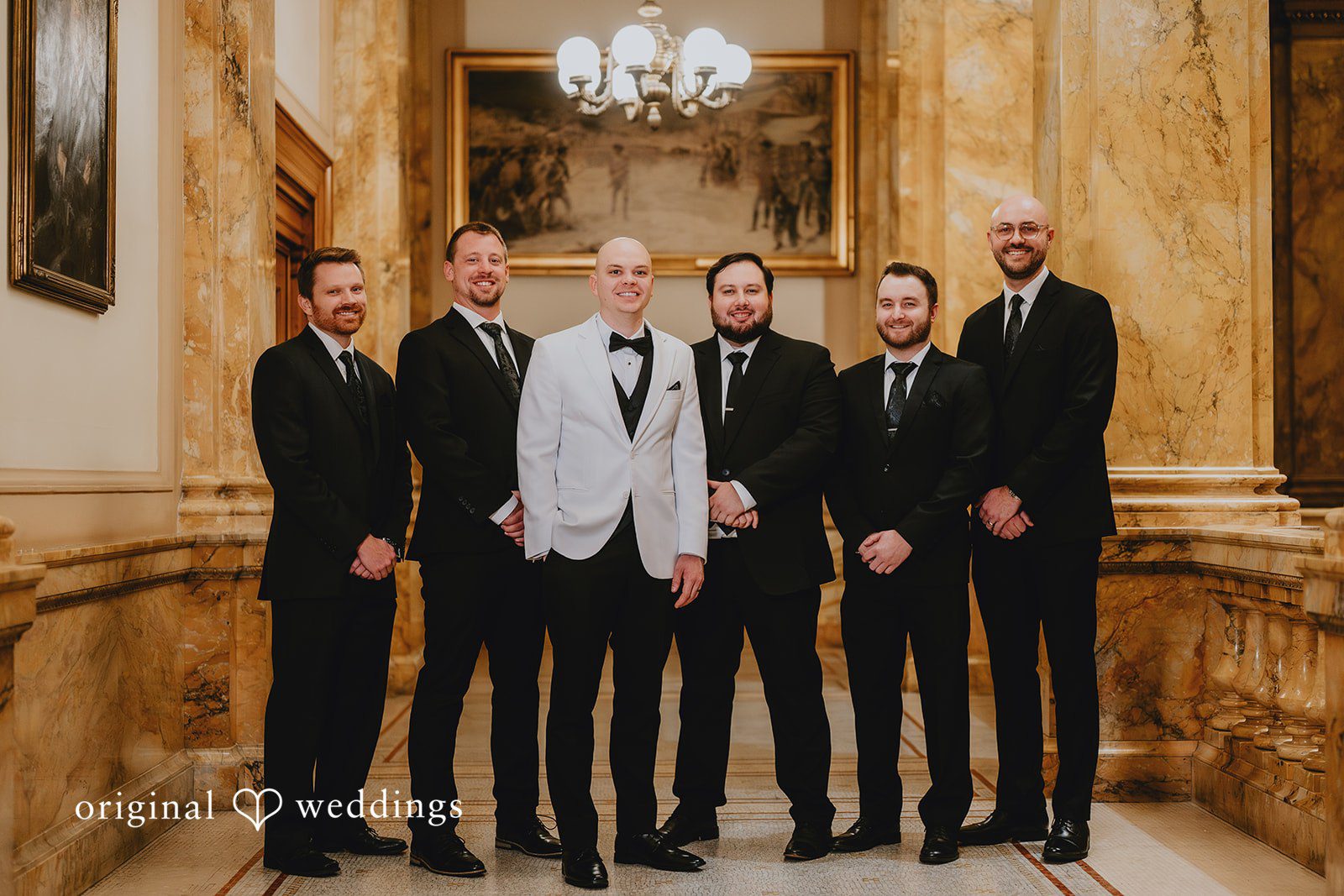 Our Milwaukee wedding photographers captured a stunning portrait of the groom and his groomsmen