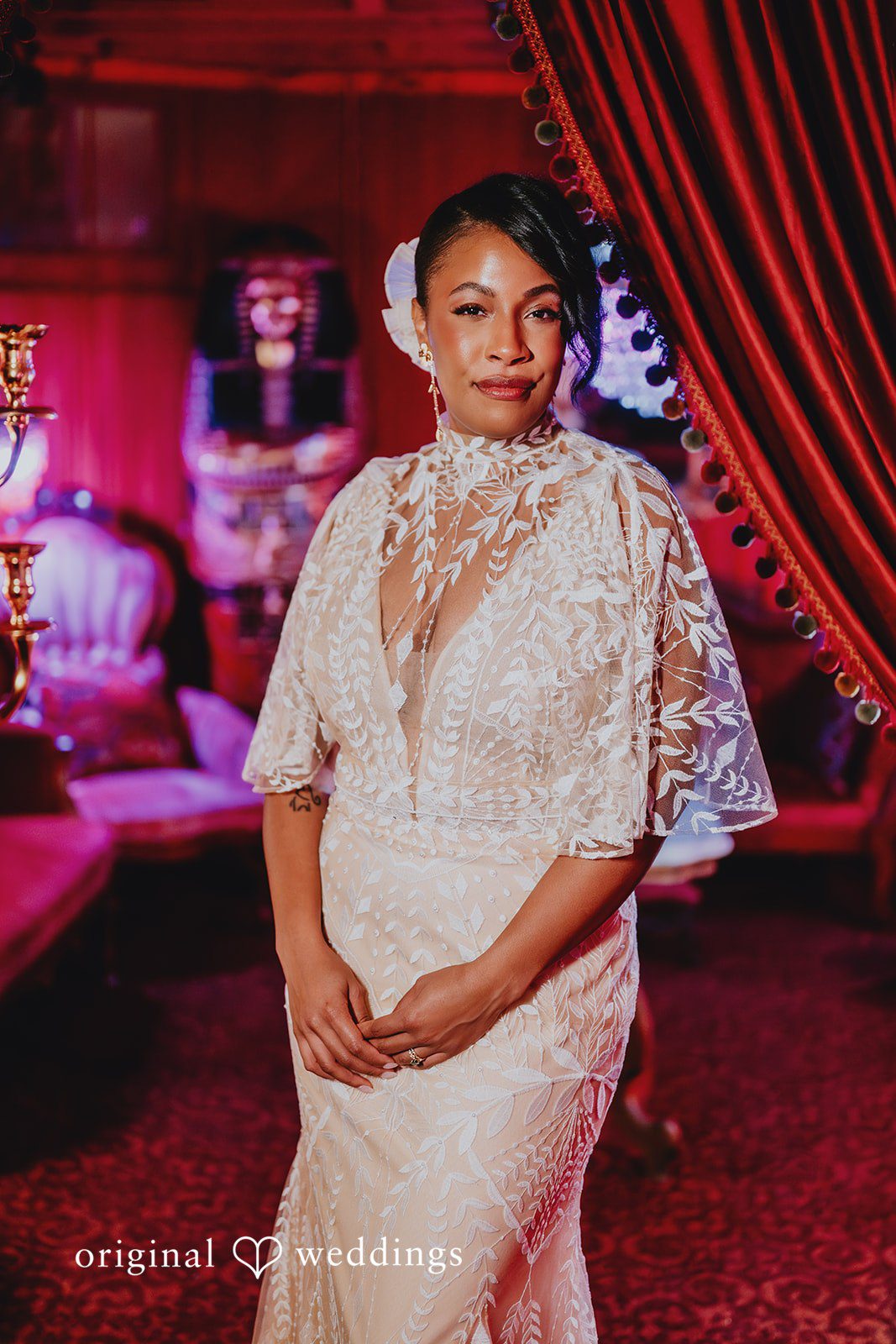 A beautiful portrait of the bride at the wedding reception