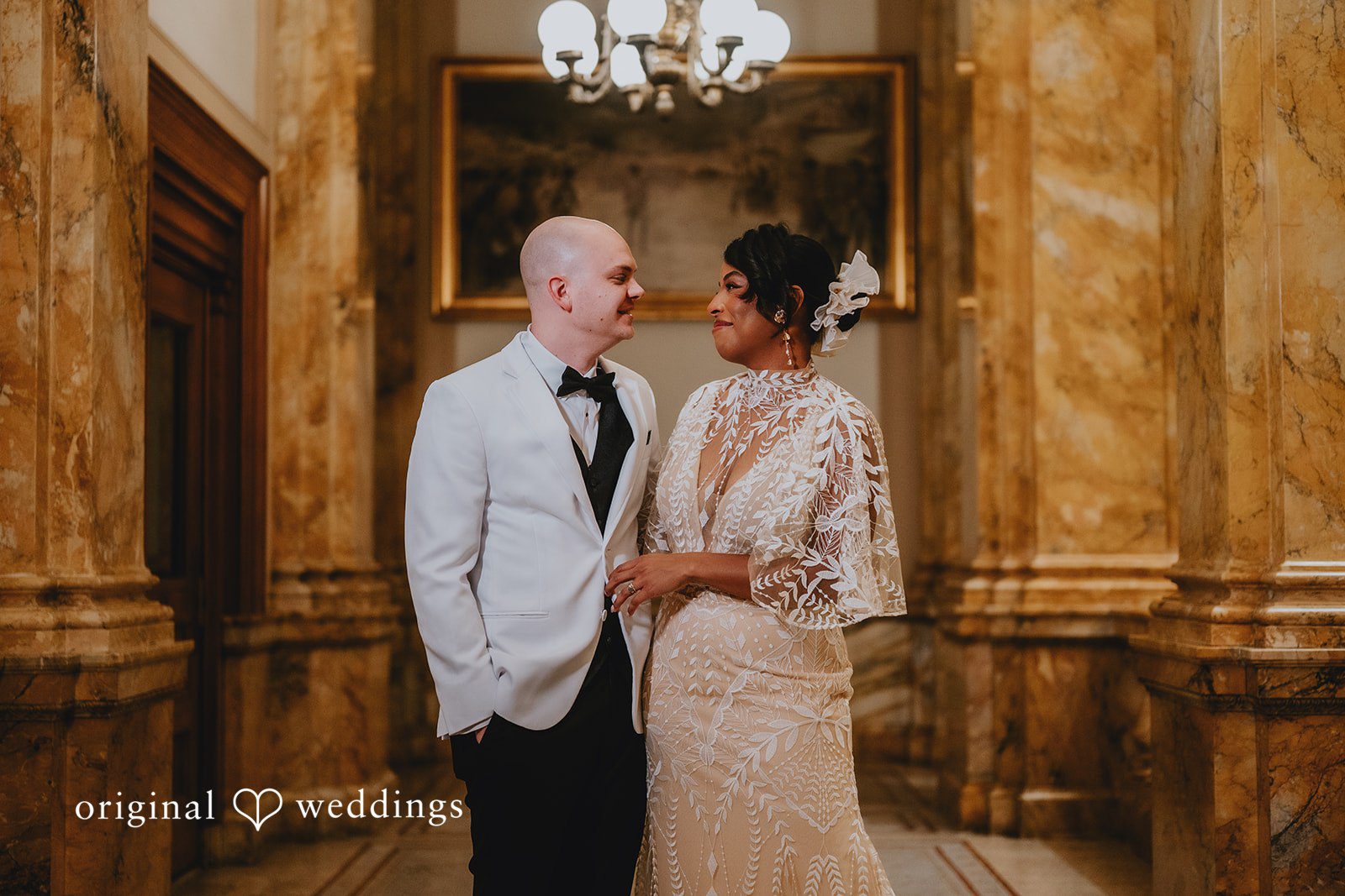 A romantic portrait of the couple