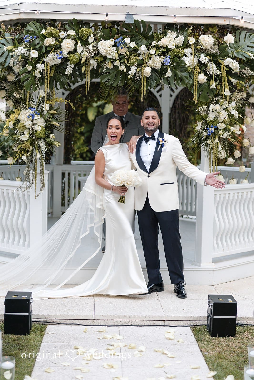 Bride and groom posing together at The Palms Hotel & Spa