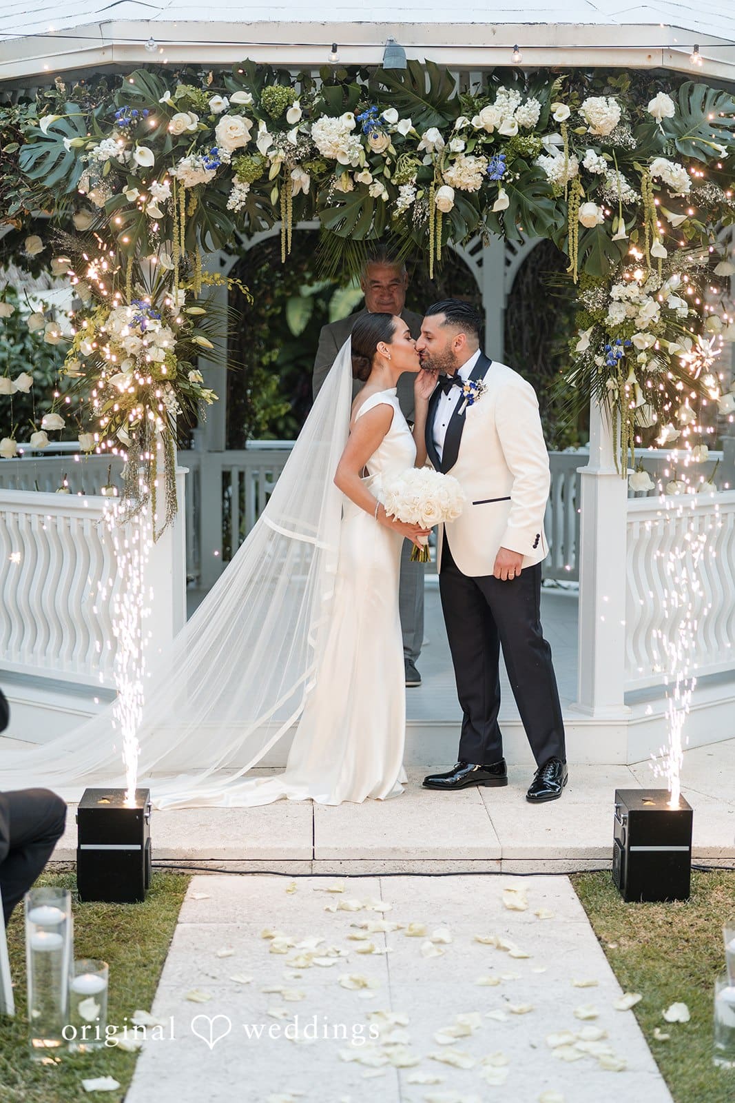 Romantic first kiss moment of the couple