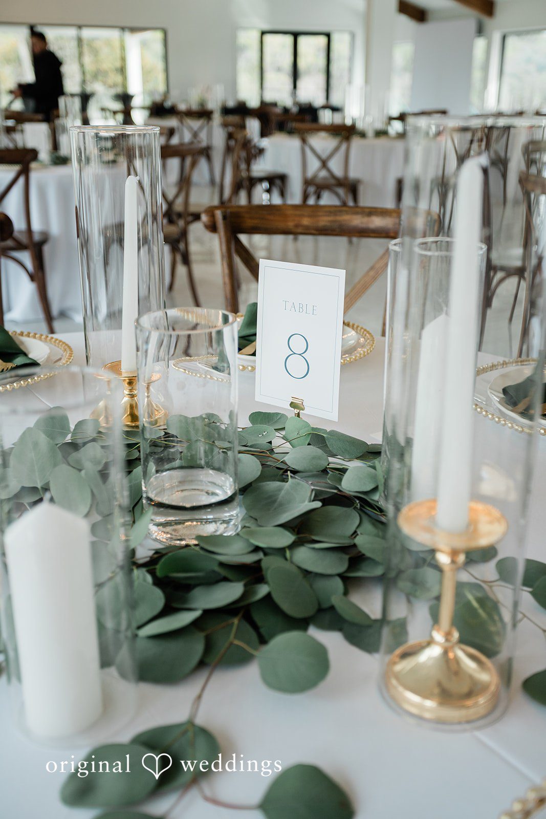 A detail shot of a beautifully decorated wedding table at the wedding reception