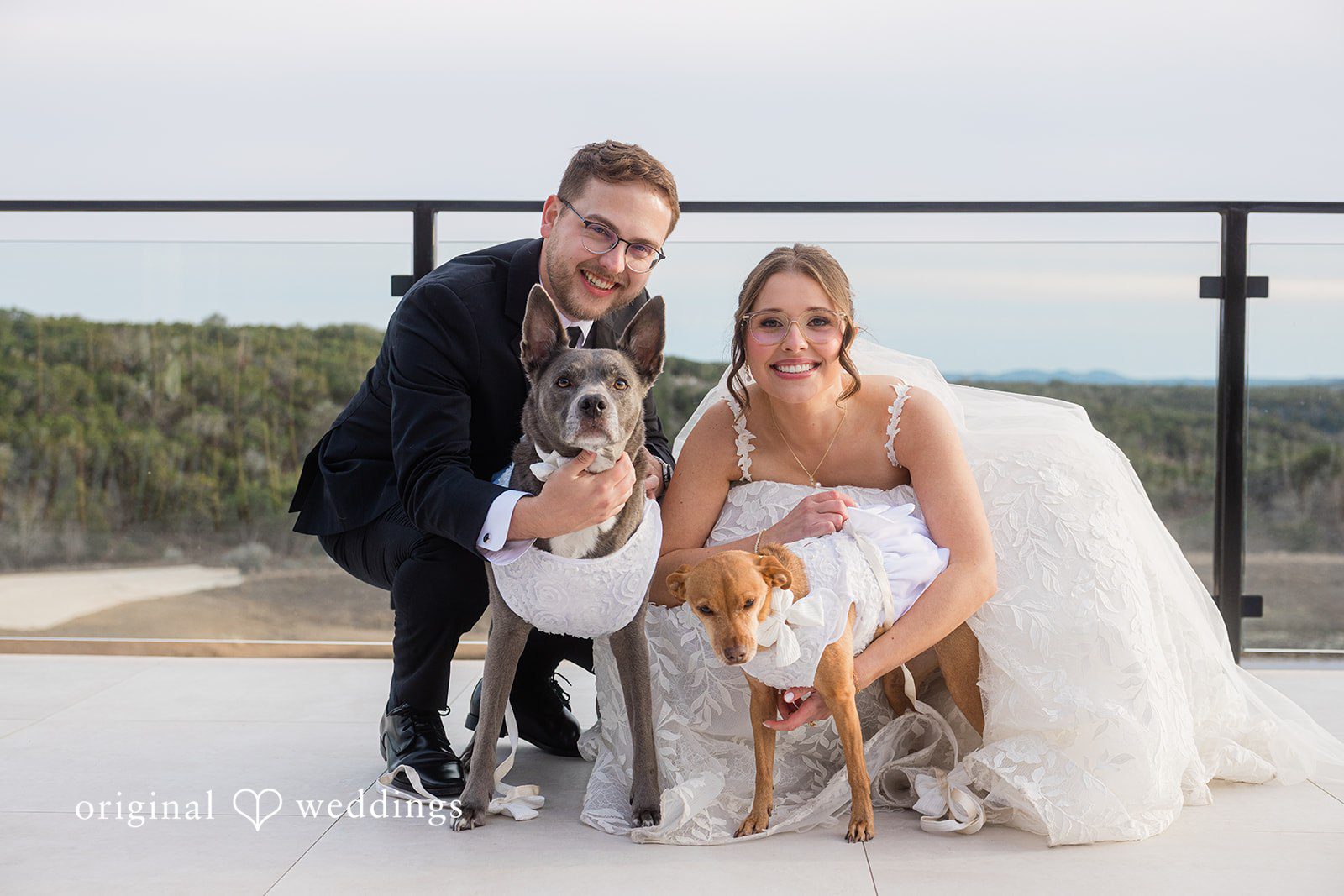 A happy moment for the couple with their pup