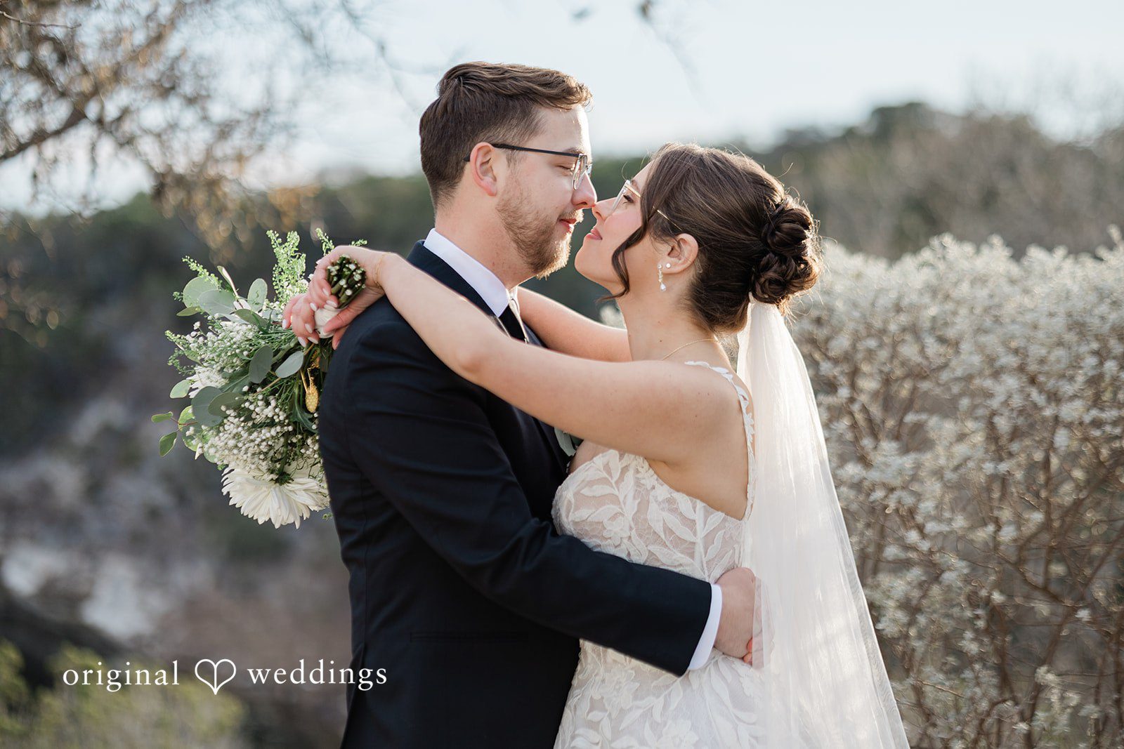 A romantic portrait of the couple