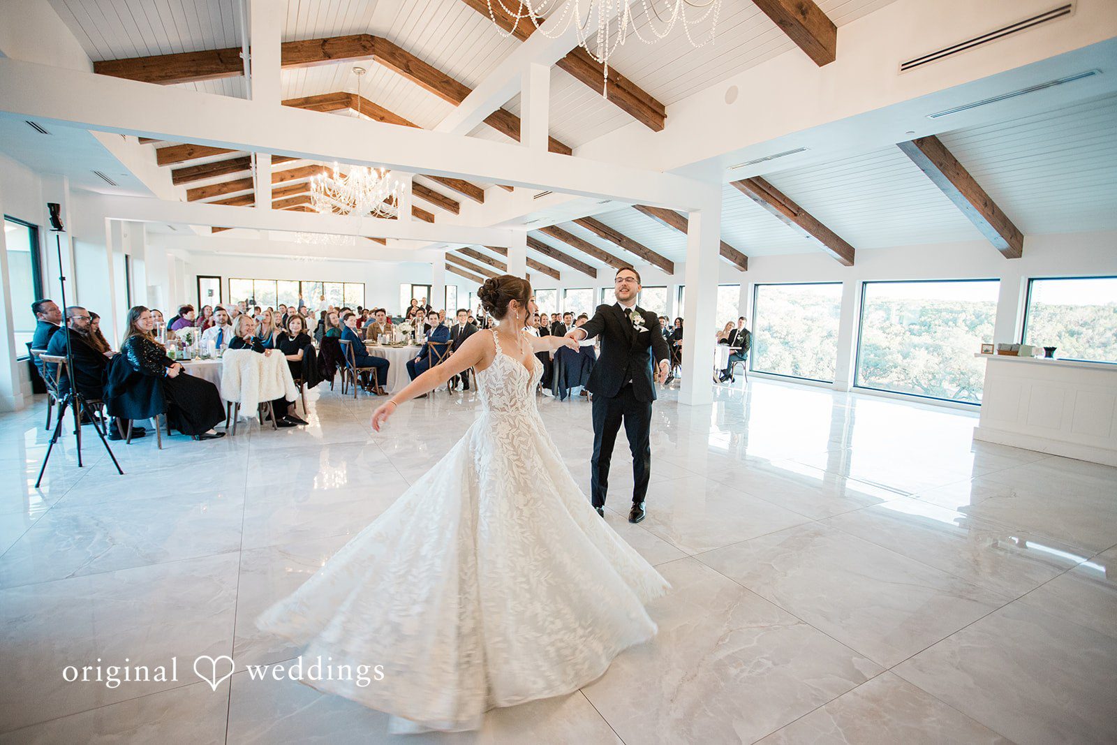 The couple’s first dance at The Videre Estate's reception hall
