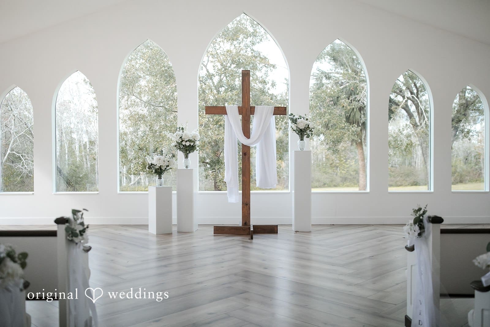 Brianne + Luke Beautiful wedding ceremony backdrop at The Whitewood Ranch