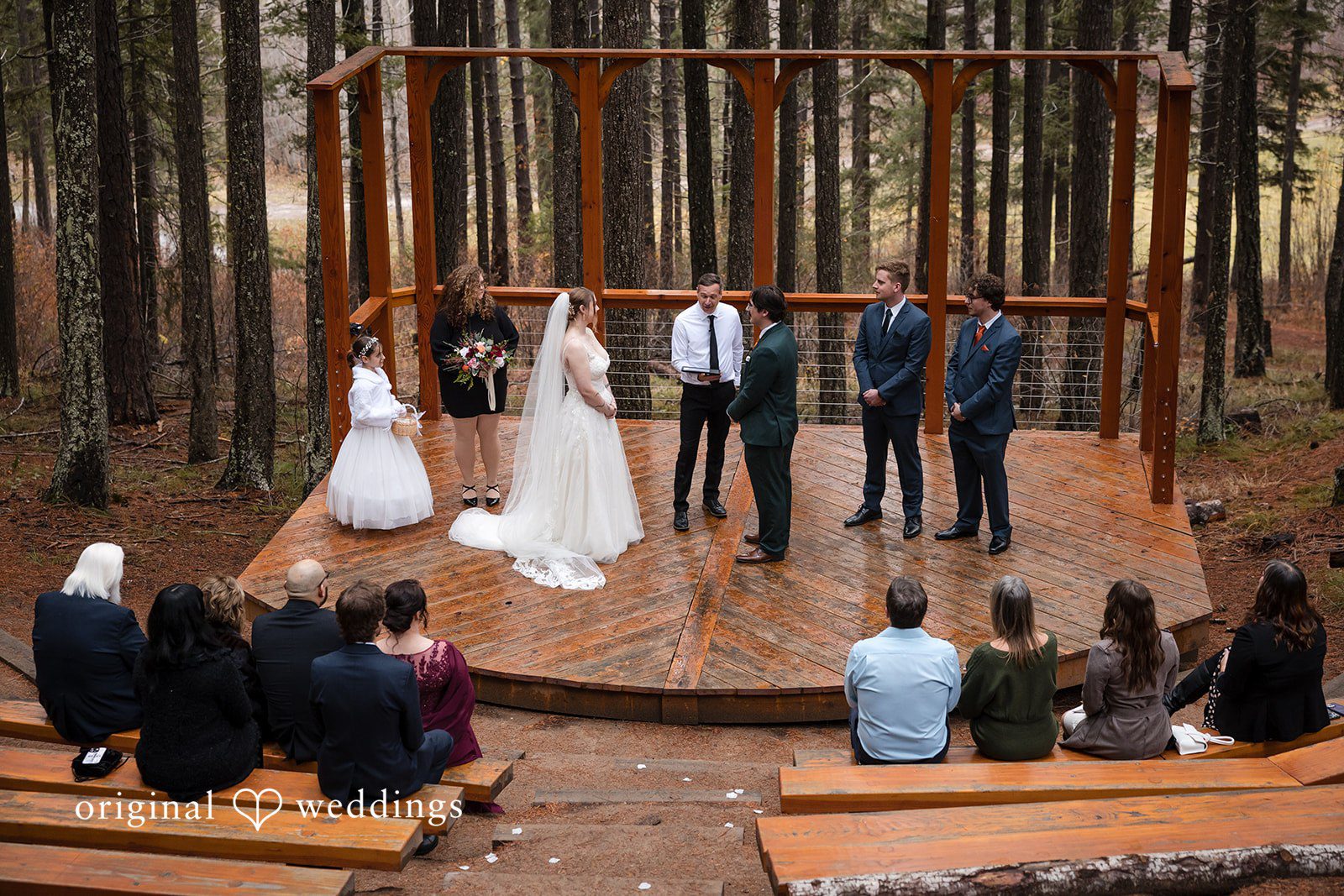 Our Seattle wedding photographer took a portrait of the bride and groom about to exchange marital vows at Tierra Retreat Center