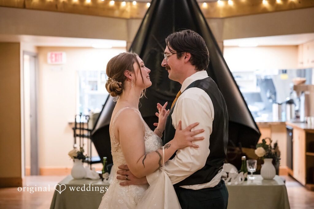 Our Seattle wedding photographer at Original Weddings captured a romantic portrait of the couple at the Tierra Retreat Center wedding reception