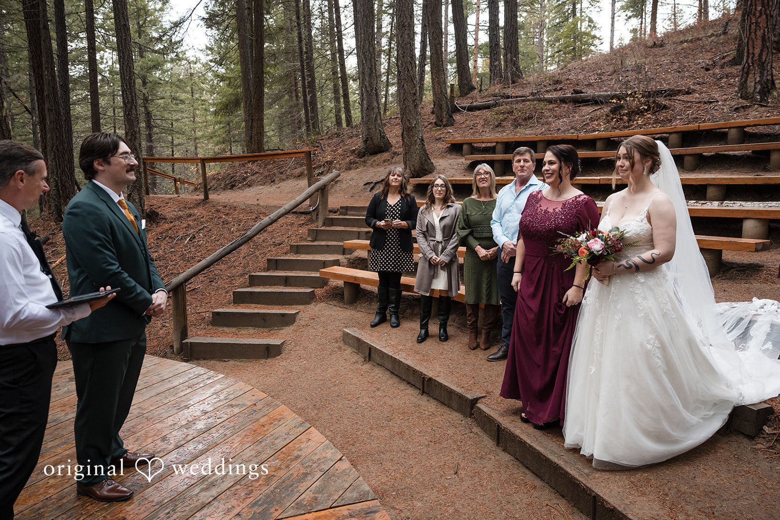 The bride and groom at their wedding ceremony