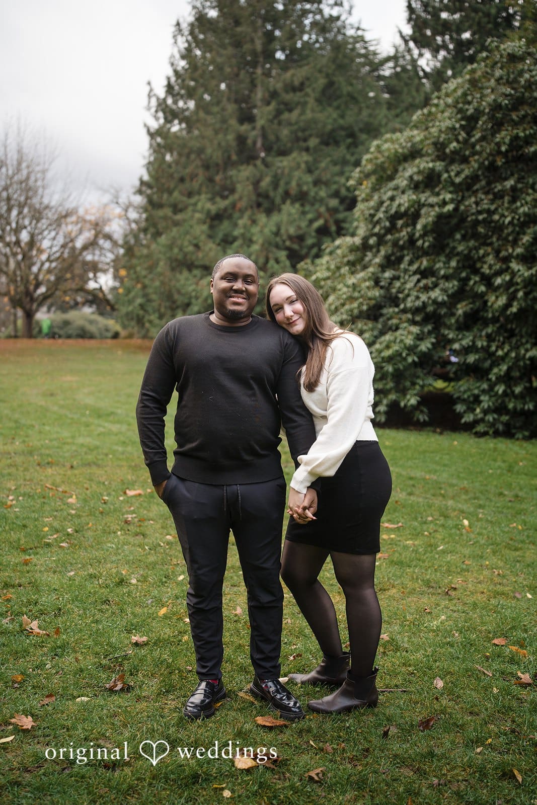 Our Seattle wedding photographer captured a romantic portrait of Madison and Malik at Volunteer Park