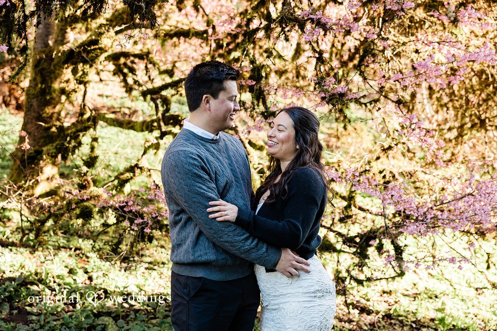Close-up picture of couple smile